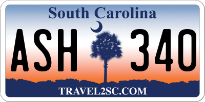 SC license plate ASH340
