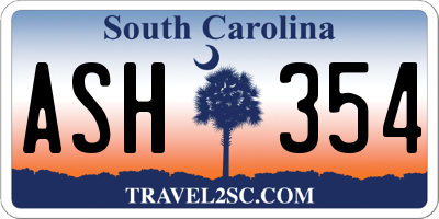 SC license plate ASH354