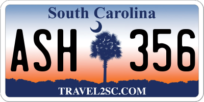 SC license plate ASH356