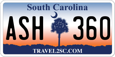 SC license plate ASH360