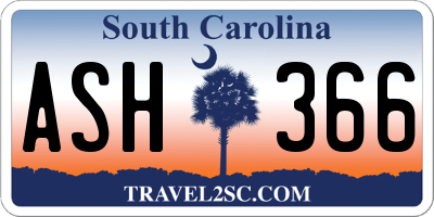 SC license plate ASH366