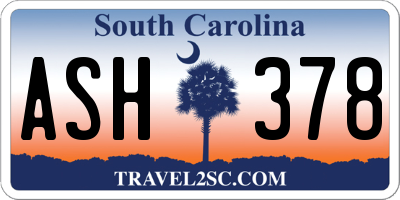 SC license plate ASH378