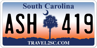 SC license plate ASH419