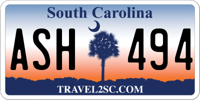 SC license plate ASH494