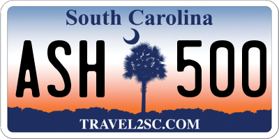 SC license plate ASH500