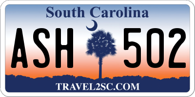 SC license plate ASH502