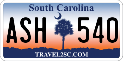 SC license plate ASH540