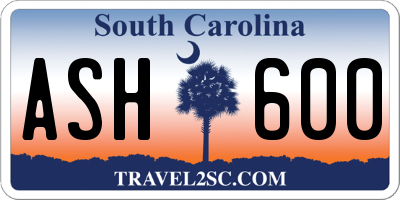 SC license plate ASH600