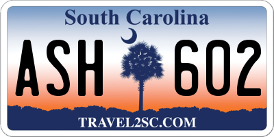 SC license plate ASH602