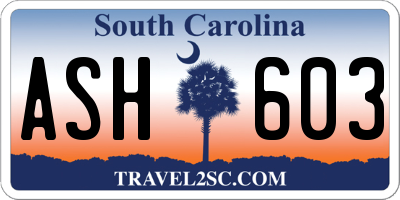 SC license plate ASH603