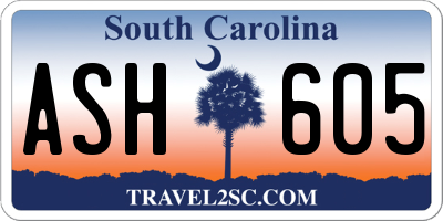 SC license plate ASH605