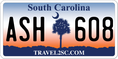 SC license plate ASH608