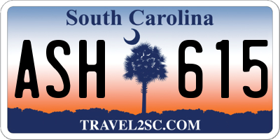 SC license plate ASH615