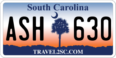 SC license plate ASH630