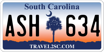 SC license plate ASH634