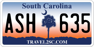 SC license plate ASH635