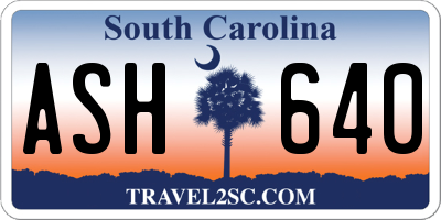 SC license plate ASH640