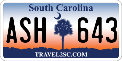 SC license plate ASH643