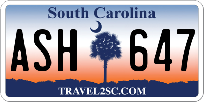 SC license plate ASH647