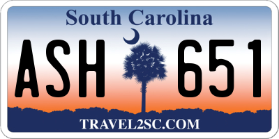 SC license plate ASH651