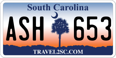 SC license plate ASH653