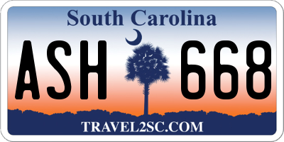 SC license plate ASH668
