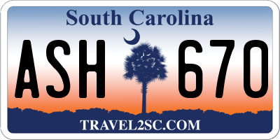 SC license plate ASH670