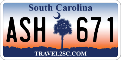 SC license plate ASH671
