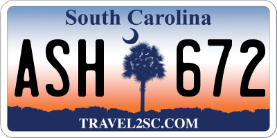 SC license plate ASH672