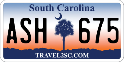 SC license plate ASH675