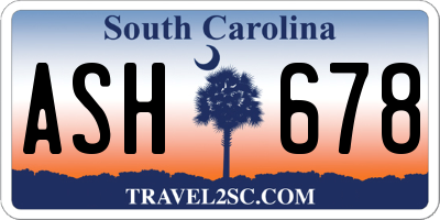 SC license plate ASH678