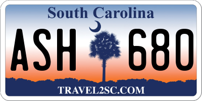 SC license plate ASH680