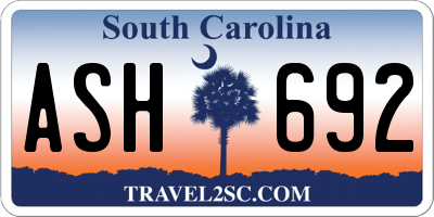 SC license plate ASH692