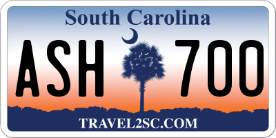 SC license plate ASH700
