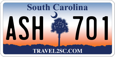 SC license plate ASH701