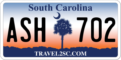 SC license plate ASH702