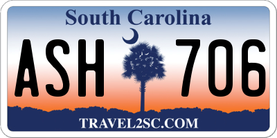 SC license plate ASH706