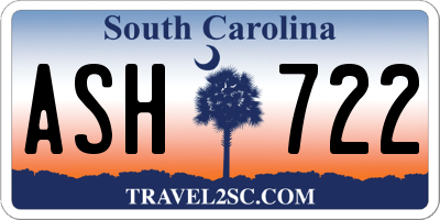 SC license plate ASH722