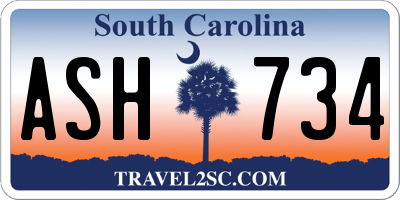SC license plate ASH734