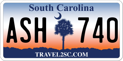 SC license plate ASH740