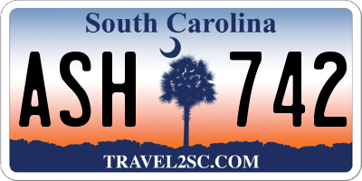 SC license plate ASH742