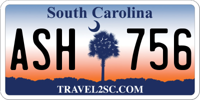 SC license plate ASH756