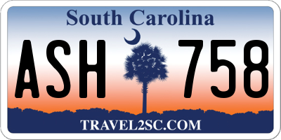SC license plate ASH758