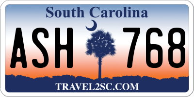 SC license plate ASH768