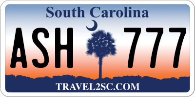 SC license plate ASH777