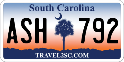 SC license plate ASH792