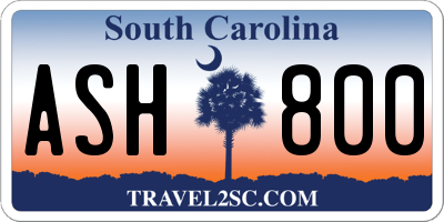 SC license plate ASH800