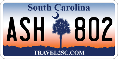 SC license plate ASH802