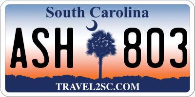 SC license plate ASH803