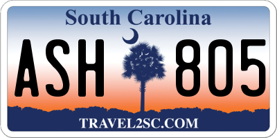 SC license plate ASH805